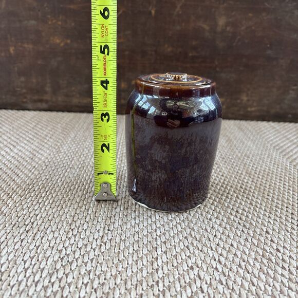 Americana Primitive Pottery  Small Crock With Lid - Picture 10 of 11
